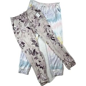 Jenni Intimates Women's Pajama Bundle Tie Dye Floral Lounge Pants Medium 2 Pack